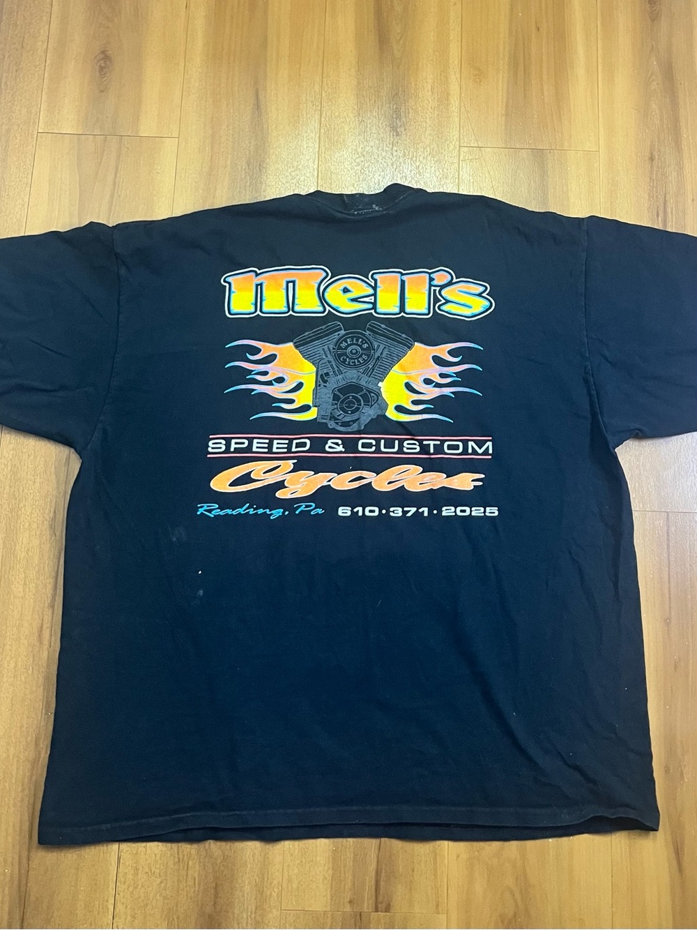 Vintage Y2K Mell’s Speed & Custom Cycles Biker Tee XXL